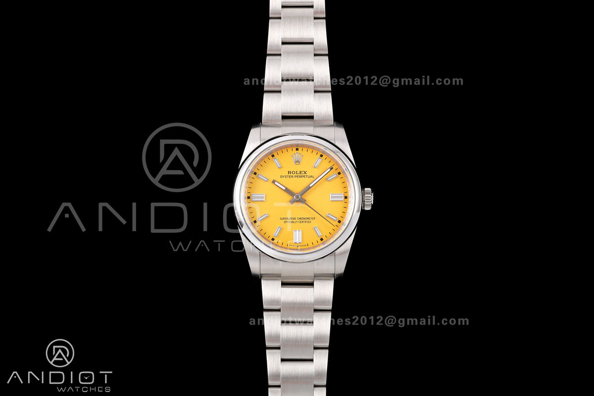 Oyster Perpetual 126000 36mm QF 1:1 Best Edition 904L Steel Yellow Dial JH3230 Free Sprung